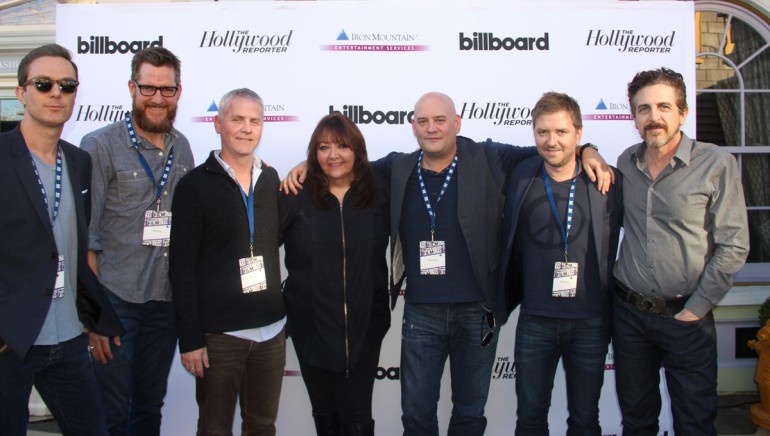 Pictured prior to “The Blurred Line Between Film and Television” panel at the Globe Theatre at Universal Studios in Universal City, Calif. (L–R): Fil Eisler (Shameless, Revenge, Kitchen Sink); Chad Fischer (Scandal, Private Practice, Garden State); Blake Neely (Resurrection, The Mentalist, The Case Against 8); BMI's Doreen Ringer-Ross; Trevor Morris (Olympus Has Fallen, Immortals, The Tudors); Atli Orvarsson (Chicago Fire, Chicago PD, The Mortal Instruments: City of Bones) and Michael Penn (Masters of Sex, Girls, Boogie Nights).