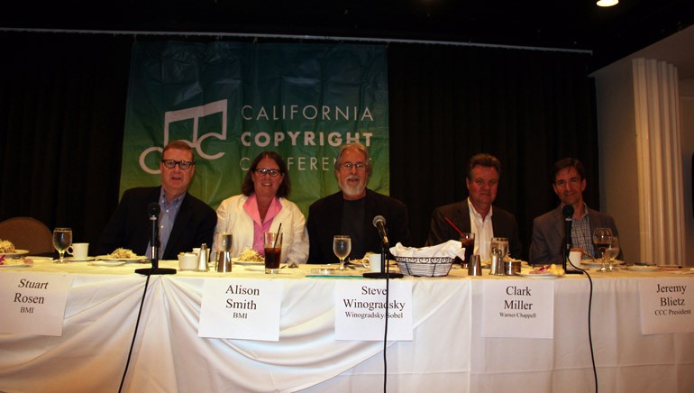 Pictured L-R are: BMI’s Stu Rosen and Alison Smith, moderator Steve Winogradsky, Warner Chappell’s Clark Miller and CCC President Jeremy Blietz.