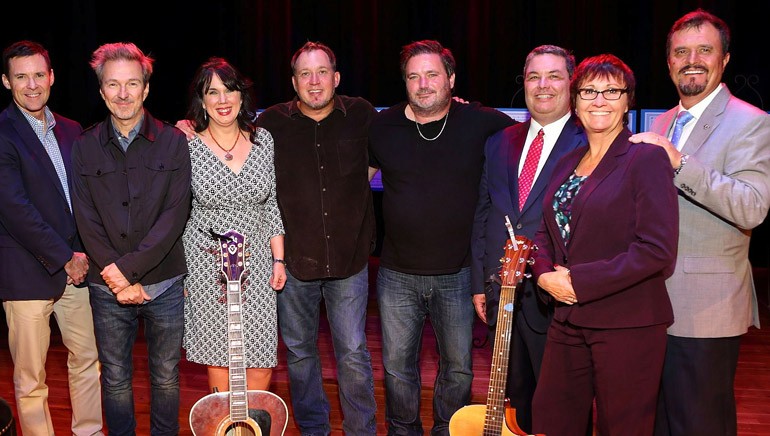 Pictured (L-R) after the performance are: BMI’s Brian Mullaney, Tommy Lee James, BMI’s Robin Whicker, Phillip White, Dylan Altman, Foundation Vice Chair Steve Shaffer, Foundation Executive Director Kathy Wisnefski and Foundation Treasurer Jerry Schoen, III.