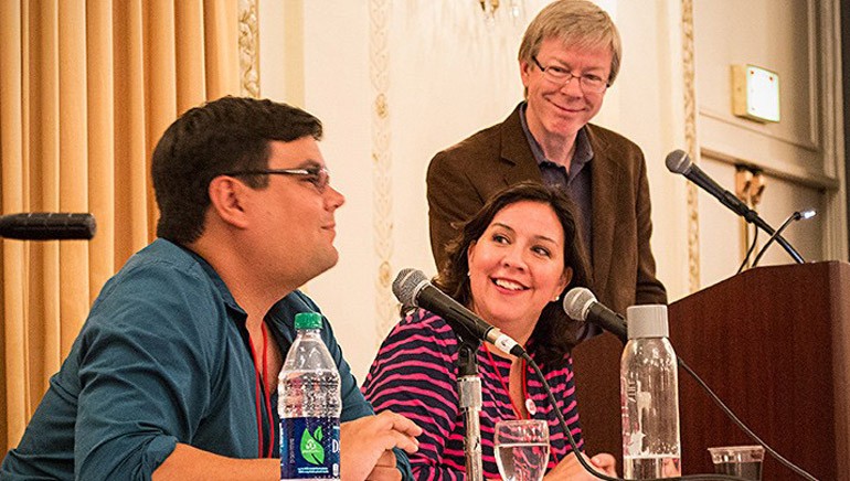 Pictured: Robert Lopez and Kristen Anderson-Lopez with BMI’s Pat Cook