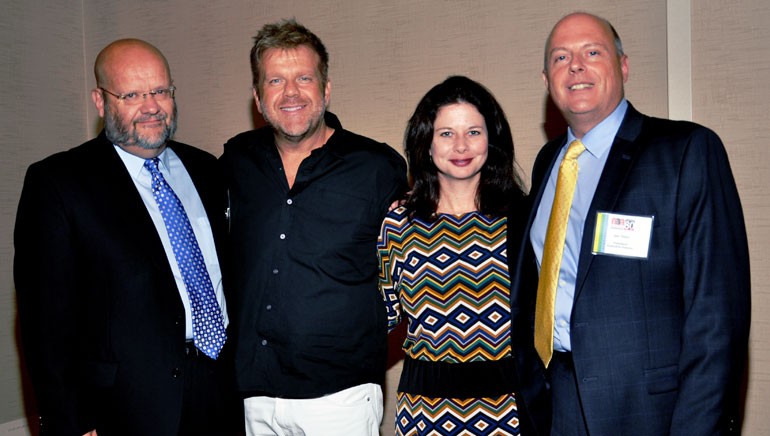 Pictured after the performance (l-r): NBA past-Chairman and owner/manager Platte Valley Radio Craig Eckert, Wendell Mobley, BMI’s Jessica Frost and NBA President and Executive Director Jim Timm. 