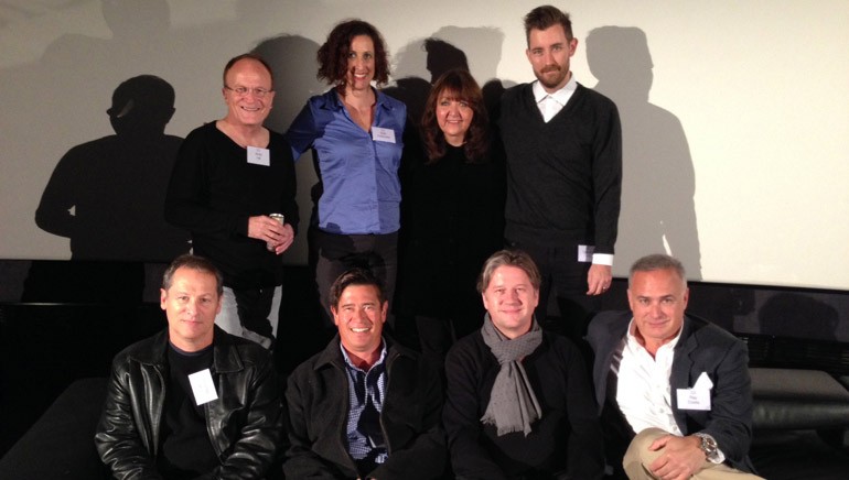 Pictured (L-R): Back row — Cinemusic’s Andy Hill, Cinemedia Promotions’ Beth Krakower, BMI’s Doreen Ringer-Ross, White Bear Public Relations’ Chandler Poling. Front row — BMI composer Cliff Martinez, Sound Track Music Associates’ John Tempereau, composer Cyril Morin and Costa Communications’ Ray Costa.