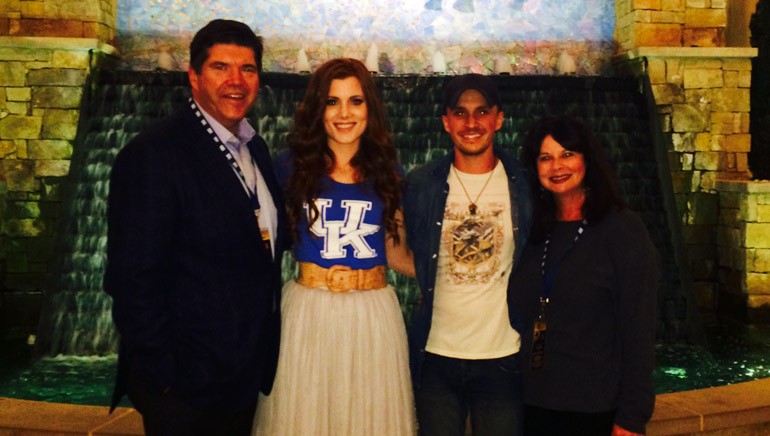 Pictured (L-R) after the performance are: Commonwealth Broadcasting President & CEO and BMI Board Member Steve Newberry, BMI singer-songwriters Greg Bates and Shelley Skidmore and BMI’s Jessica Frost.