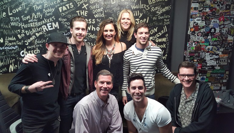 Pictured: (L-R): Back row: Backroad Anthem members and BMI songwriters Toby Freeman and Brandon Robold, BMI songwriter Ashley Gearing, BMI’s Leslie Roberts and YEP’s Andrew Cohen. Front Row: BMI’s Mark Mason, Backroad Anthem member and BMI songwriter Craig Strickland BMI’s Perry Howard.   