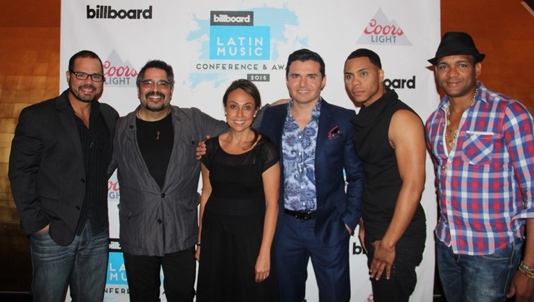Pictured (L-R): BMI’s Joey Mercado, BMI singer/songwriter Glenn Monroig, BMI’s Delia Orjuela, BMI songwriter Horacio Palencia and BMI singer/songwriters Yunel Cruz and Descemer Bueno at the “How I Wrote That Song” panel.