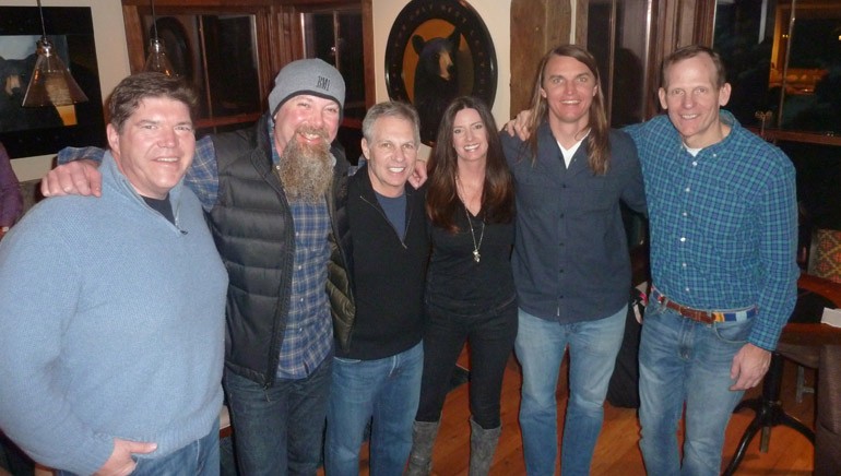 Pictured (L-R) after the performance are: Commonwealth Broadcasting President and BMI Board Member Steve Newberry, BMI songwriter Kendell Marvel, Lotus Communications Senior Vice President Bill Shriftman, Bonneville - Salt Lake City Sales Manager Emily Hunt, BMI songwriter Colin Lake and BMI’s Dan Spears.