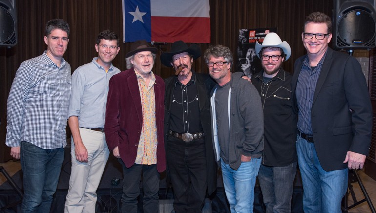 Pictured: (L-R): Loeb & Loeb attorney John Strohm, Thirty Tiger’s Logan Rogers, songwriter Buddy Miller, BMI songwriter Kinky Friedman, Americana Music Association’s Jed Hilly, producer Brian Molnar and BMI’s Perry Howard.