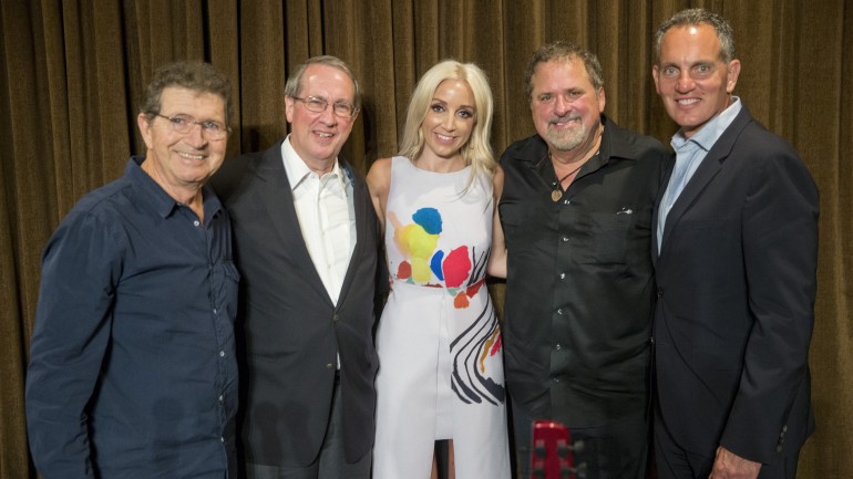 Pictured (L-R) BMI songwriter Mac Davis, Congressman Bob Goodlatte (R-VA) and BMI songwriters Ashley Monroe and Bob DiPiero with BMI President and CEO Mike O’Neill.