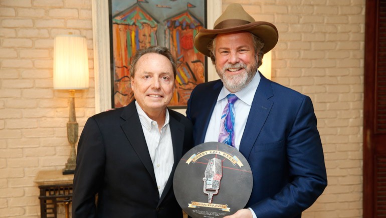 BMI’s Jody Williams is pictured with BMI songwriter and Troubadour Award winner Robert Earl Keen. The award is the “songwriter’s songwriter award.”