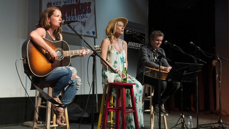 Pictured: Lori McKenna, Sarah Davidson and Steve McEwan perform at Tropic Cinema during the Key West Songwriter’s Festival on May 8, 2015, in Key West, FL.