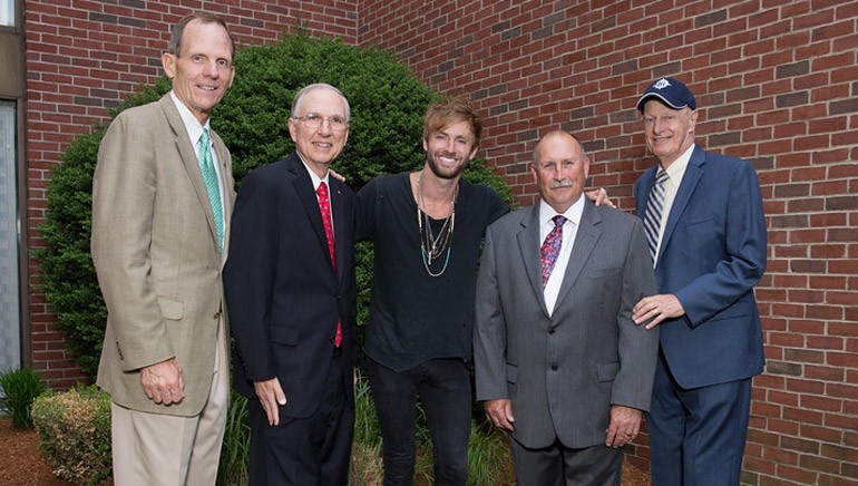 Pictured (L-R) before McDonald’s performance are: BMI’s Dan Spears, Hall Communications President Art Rowbotham, BMI singer-songwriter Paul McDonald, Hall Communications-Providence Vice President and General Manager Tom Wall and Hall Communications Executive Vice President Bill Baldwin.