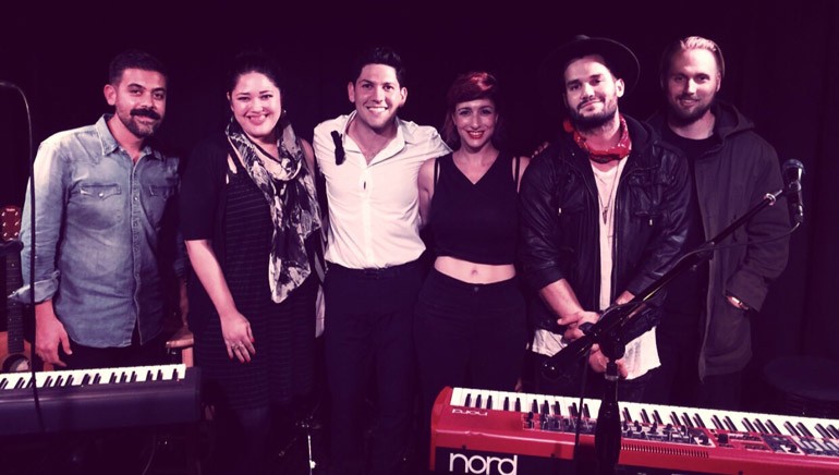 Pictured (L-R) are: Snowblind Traveler, BMI’s Krystina DeLuna, songwriters Alex Serhan, Kalen Lister and Corey Ferrugia, and BMI’s Justin Seiser.