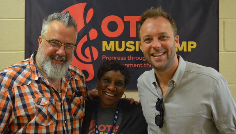 (L-R): PASTE Magazine Movies Editor and Sarasota Film Festival Creative Director Michael Dunaway, Karla Redding and BMI’s David Claassen pause for a photo before their session on Music and Film at Otis Redding Foundation’s Otis Music Camp. Created in 2007 by Otis Redding’s wife, Zelma, the foundation aims to educate and inspire youth through music.