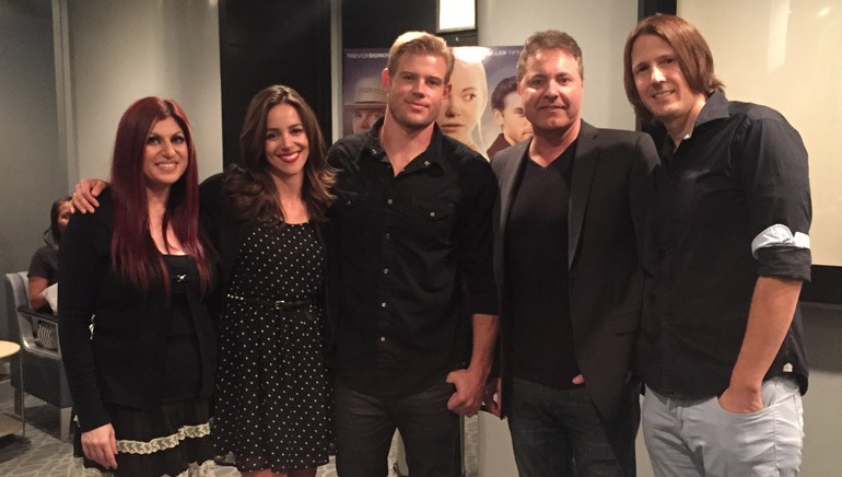 Pictured (L-R) BMI’s Anne Cecere, actress Tiffany Dupont (plays Kelly Bennett), 90210 actor Trevor Donovan (plays Noah Weaver), director Terry Cunningham and BMI composer Jamie Christopherson.
