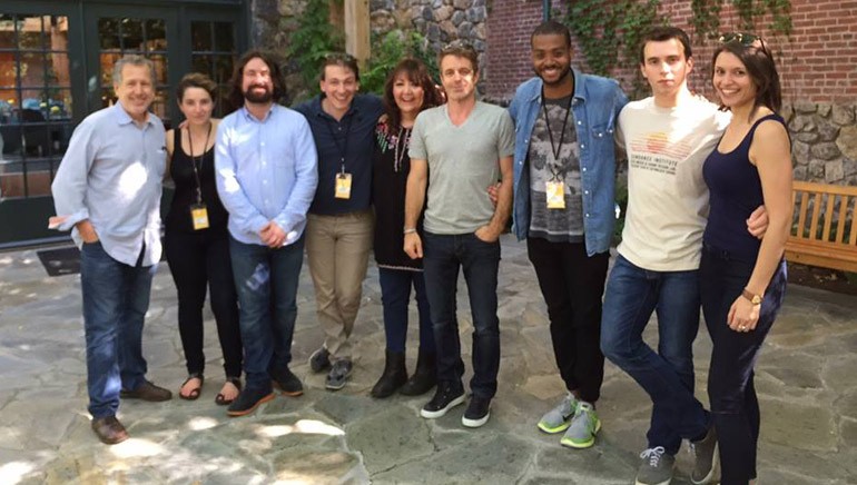 Pictured at Sundance Institute’s Film Music Program at Skywalker Sound are composer and Sundance Film Music program director Peter Golub, composer lab fellows Danielle Eva Schwob, Alexander Rudd and Fabrizio Mancinelli, BMI’s Doreen Ringer-Ross, creative advisor Harry Gregson-Williams and composer lab fellows Kris Bowers, Forrest D. Gray and Stephanie Economou.