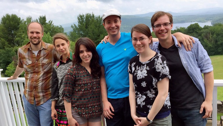 Pictured (L-R) are this year’s composintion fellows: Nathan Shields, Kate Moore, Loren Loiacono, Aaron Holloway-Nahum, Natalie Draper and Ryan Chase.