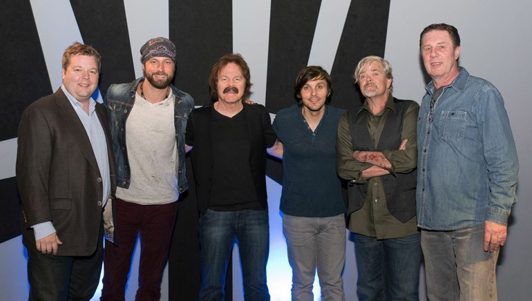 Pictured (L-R): BMI’s Bradley Collins, BMI songwriters Casey James, Tom Johnston, Charlie Worsham and John Cowan with NSAI’s Bart Herbison.