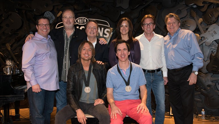 Pictured (L-R) Back row: Universal Music Group’s Kent Earls, Capitol Nashville’s Mike Dungan, BMI’s Jody Williams, ASCAP’s LeAnn Phelan with producer Dann Huff and BMI’s David Preston (BMI). Front row: BMI singer/songwriter Keith Urban with songwriter JT Harding.