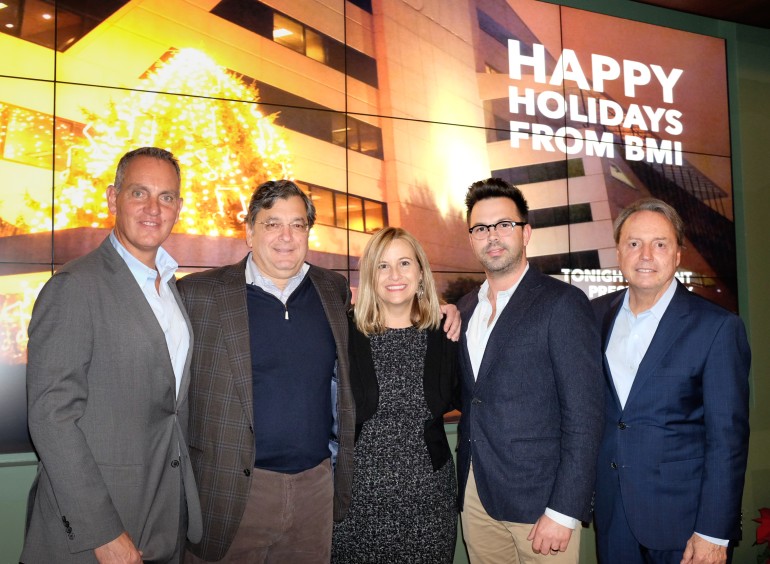 Pictured: (L-R): BMI’s Mike O’Neill, Anderson Benson’s George Anderson, Mayor Megan Barry, Anderson Benson’s Brent Daughrity and BMI’s Jody Williams. (Photo by Steve Lowry.)