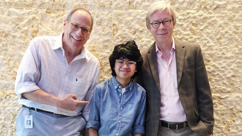 Pictured (L to R): BMI Vice President, Writer/Publisher Relations, Charlie Feldman; Joey Alexander; and BMI Director, Writer/Publisher Relations, Jazz & Musical Theatre, Patrick Cook pose for a photo at BMI’s NY office.
