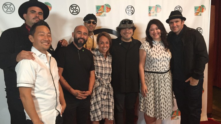 Pictured at Ozomatli’s record release at EastWest Studios in Hollywood, CA (L-R) are: Jiro Yamaguchi, Ulises Bella, Raúl Pacheco, Justin 'El Niño' Porée, BMI’s Delia Orjuela, Asdru Sierra, BMI’s Krystina DeLuna, Wil-Dog Abers