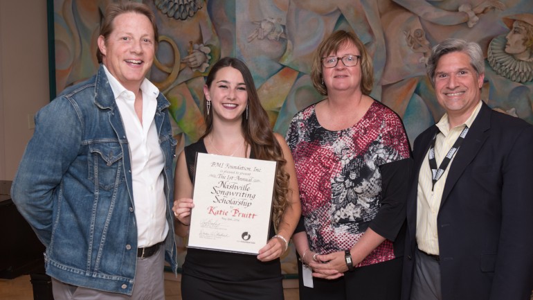 Pictured: (R-L): BMI Foundation’s Clay Bradley, scholarship winner Katie Pruitt, BMI’s Camellia Petty and Gary Cannizzo.