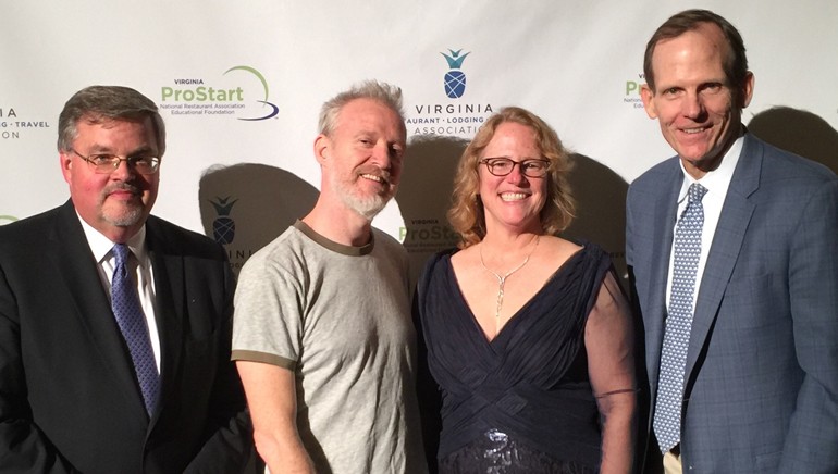 Pictured (L-R) before BMI songwriter Chris Baron hit the stage at the Virginia Restaurant, Lodging and Travel Association’s “Ordinary Awards” are: VRLTA President and CEO Eric Terry, Chris Barron, Griffin Tavern & Restaurant owner and VRLTA Board Chair Debbie Donehey and BMI’s Dan Spears.