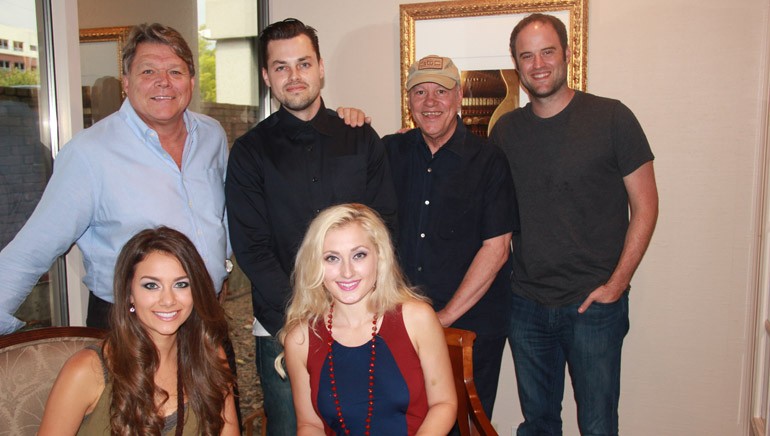 Pictured: (L-R): back row: BMI’s David Preston, producer Brennan Aerts, Stormey Music Recording’s Billy Aerts and producer Jason Hall. Seated: BMI songwriters and The Damsels’ Aubree Bullock and Keenie Word.