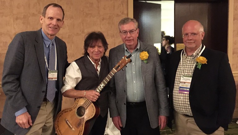Pictured (L-R) after the performance are: BMI’s Dan Spears, award-winning BMI songwriter Even Stevens, VRGA President Jim Harrison, and VRGA Board Chair and owner of Harborside Harvest Market, Todd Keyworth.