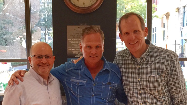 Pictured (L-R) before the Potash Markets shows are: Potash CEO Art Potash, GRAMMY nominated BMI songwriter Tim James and BMI’s Dan Spears.