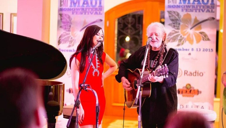 BMI songwriters Kacey Musgraves and Willie Nelson wow the crowd at the BMI Maui Songwriters Festival kickoff party.