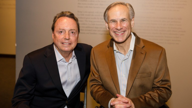 BMI’s Jody Williams and Texas Governor Greg Abbott at the Texas Heritage Songwriters Association Hall of Fame induction ceremony.
