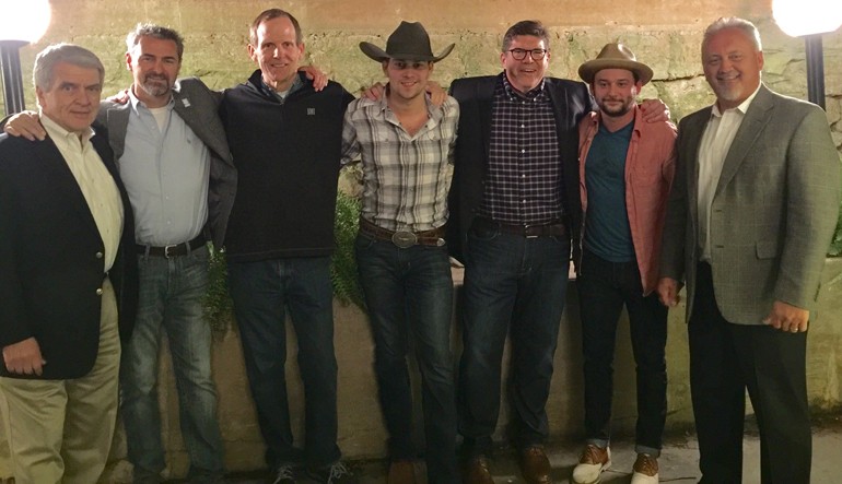 Pictured (L-R) after Morgan’s performance are: NAB EVP of Radio John David, Commonwealth Broadcasting Chief Revenue Officer and KBA incoming President Derron Steenbergen, BMI’s Dan Spears, William Michael Morgan, Commonwealth Broadcasting President/CEO and BMI Board Member Steve Newberry, guitarist Logan Wilkerson, Commonwealth Broadcasting COO Dale Thornhill.