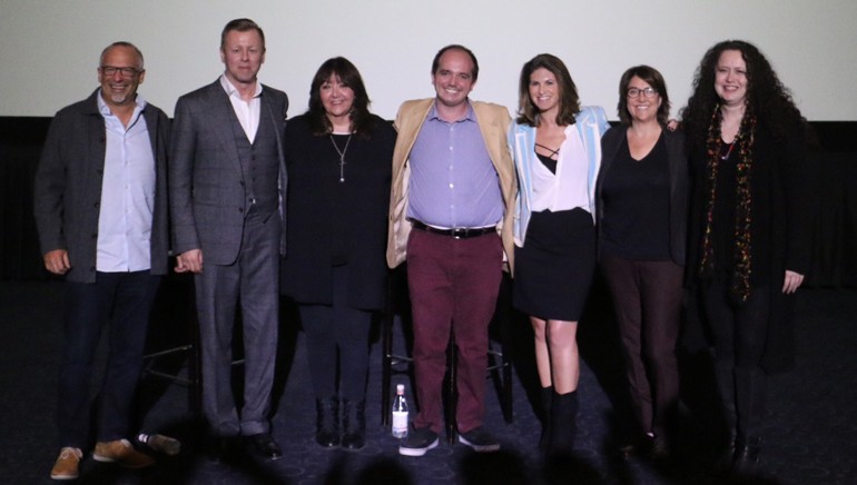 Pictured (L-R) at the SCL screening are agent Seth Kaplan, BMI composer Abel Korzeniowski, BMI’s Doreen Ringer-Ross, moderator Zach Laws, Jana Davidoff of cw3pr, agent Christine Russell and Lynn Kowal of SCL.