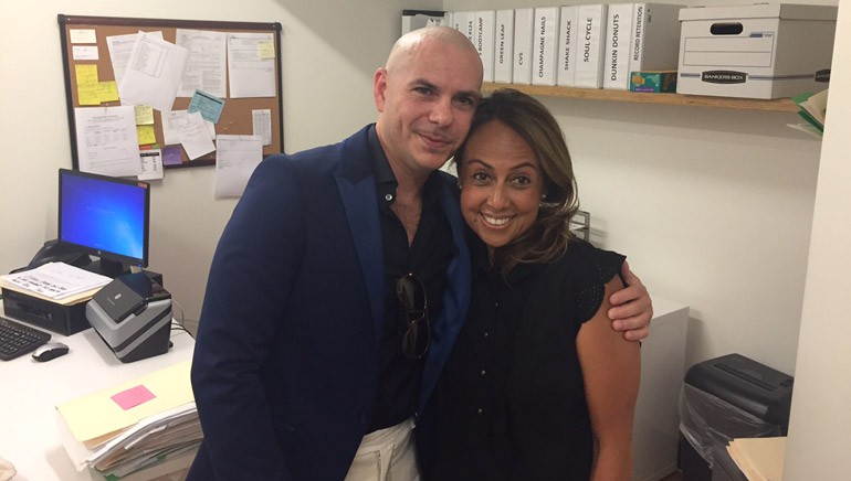 Pitbull with BMI’s Delia Orjuela, Vice President, Writer/Publisher Relations, Latin Music.