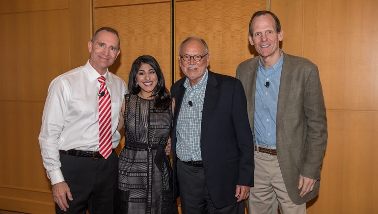Pictured (L-R) are: Restaurant Leadership Conference President David Jobe, BMI singer-songwriter Ruby Velle, former Starbuck’s President and RLC Keynote Speaker Howard Behar and BMI’s Dan Spears.