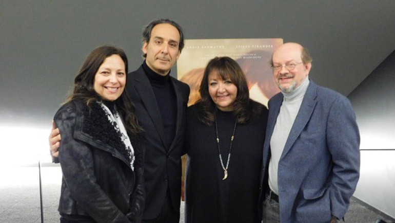 Pictured L-R are agent Laura Engel, composer Alexandre Desplat, BMI’s Doreen Ringer-Ross and journalist Jon Burlingame.