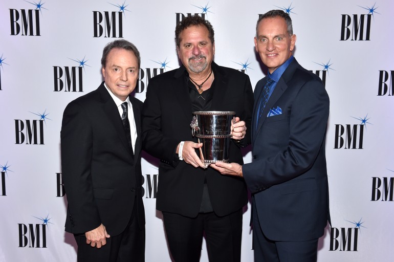 BMI Vice President Creative, Nashville Jody Williams, 2017 BMI Icon Bob DiPiero and BMI President & CEO Mike O'Neill attend the 65th Annual BMI Country Awards at BMI on November 7, 2017 in Nashville, Tennessee.