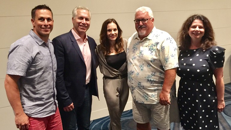 Pictured (L-R) after Kara’s performance are: Kansas Restaurant & Hospitality Association President/CEO and CSRA Board Chair Adam Mills, BMI’s Mike Steinberg, BMI songwriter Kara DioGuardi, Massachusetts Restaurant Association President/CEO and CSRA Summer Conference Chair Bob Luz and BMI’s Jessica Frost.