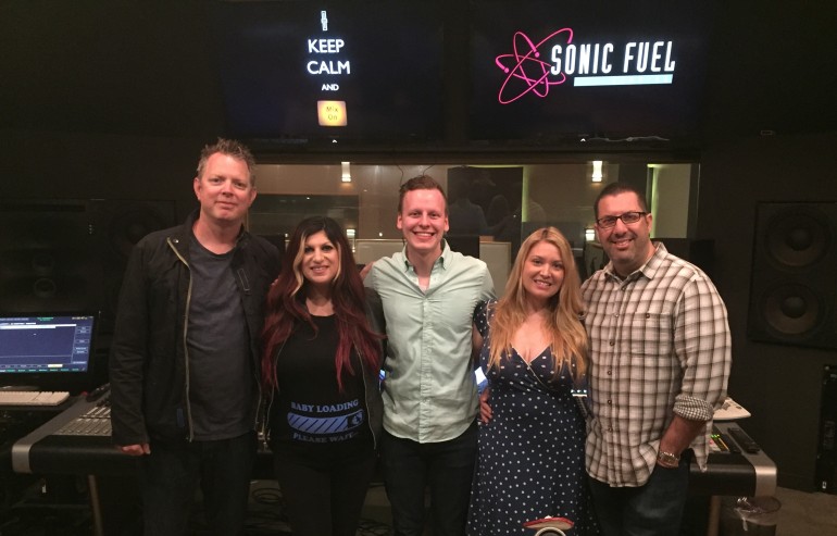 (L to R) BMI Composer and PCF Mentor Tim Wynn; BMI's Anne Cecere; 2016 winner Casey Kolb; Sonic Fuel Studio Manager Shannon ‘Doe’ Ewing; and BMI Composer and PCF Mentor Christopher Lennertz