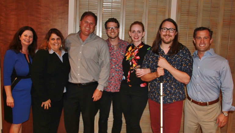 BMI’s Jessica Frost and Teresa Stafford-Scherer pose for a photo with IPMA Board President and Carolina Sound Communications Vice President David Perry, The Daybreaks’ Kaleb Jones, Heather Bond, and Bobby Holland, and IPMA Board Vice President and Metro Communications, Inc. Business Development’s Joshua B. Swain.
 