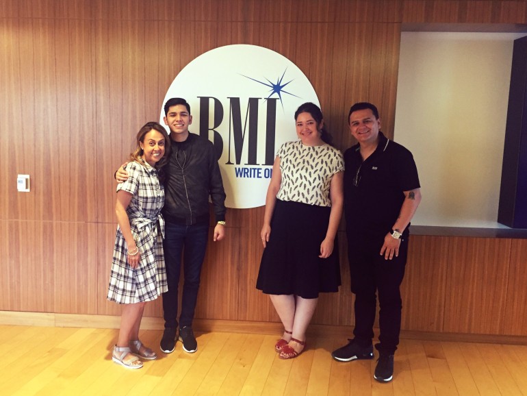 From Left: BMI’s Delia Orjuela, Aaron Gil, BMI’s Krystina DeLuna and Jimmy Humilde (Rancho Humilde, Label & Management)