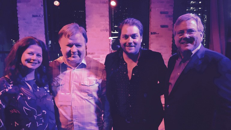 Pictured after the performance are: BMI’s Jessica Frost, RHI’s President Jim Peters, BMI songwriter Rob Baird and President and CEO of the Texas Restaurant Association Richie Jackson.