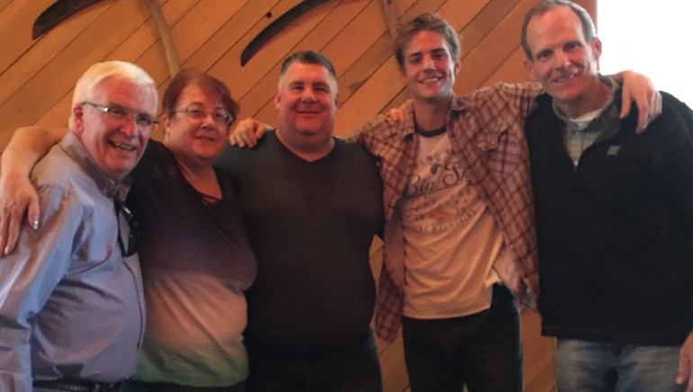 Pictured (L-R) after Corey Harper’s performance at the 2017 Montana Broadcasters Association convention are: MBA President and CEO Dewey Bruce, KXLO/KLCM Station Manager and incoming MBA Board Chair Phyllis Hall, Montana TV Network Group Manager and outgoing MBA Board Chair Jon Saunders, BMI songwriter Corey Harper and BMI’s Dan Spears.