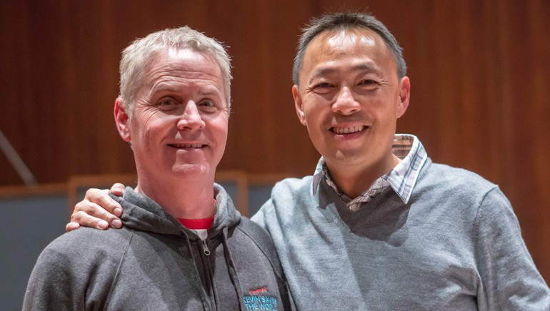 Award-winning BMI composer Blake Neely with BMI’s Ray Yee at the scoring session celebration.