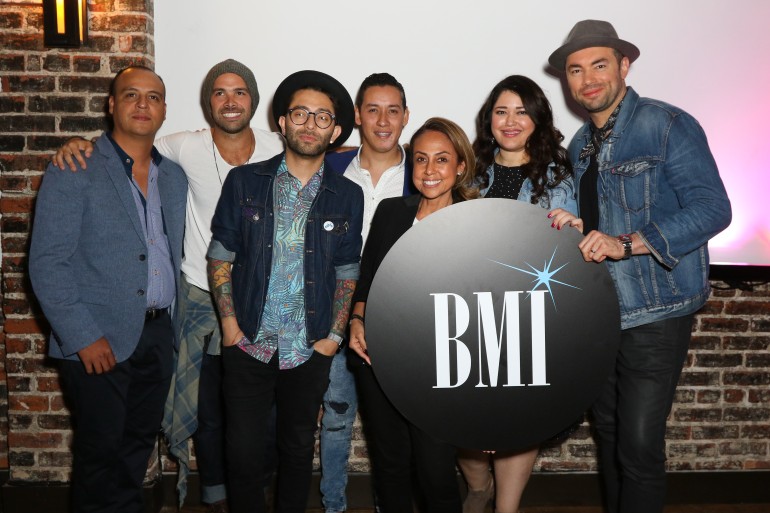 Pictured during BMI’s Noche Bohemia at Candela from (l-r) are:
Back row: BMI singer/songwriter’s Jesús Omar Tarazón, Beto Vargas, Cuitla Vega, BMI’s Krystina De Luna and BMI singer/songwriter Santiago Cruz.
Front row: Stefano Vieni and BMI’s Delia Orjuela.