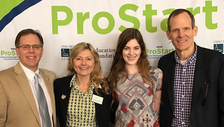 Pictured (L-R) after BMI songwriter Emily Keen’s performance are: Ohio Restaurant Association President & CEO John Barker, Ohio Restaurant Association Education Foundation/Ohio ProStart Executive Director Patty Halper, BMI songwriter Emily Keener and BMI’s Dan Spears.