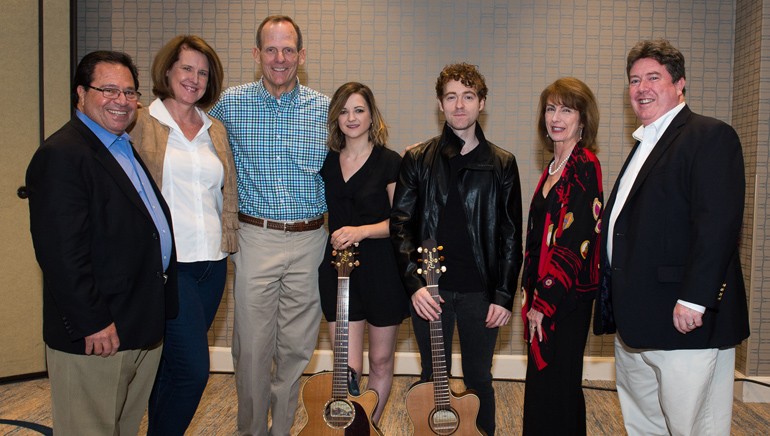 Pictured (L-R) before Striking Matches’ performance are: conference co-chair and Damon Strategic Consulting President Bob Damon, conference co-chair and Turner SVP/Deputy Controller Cindy Pekrul, BMI’s Dan Spears, Striking Matches’ Sarah Zimmermann and Justin Davis, MFM President/CEO Mary Collins, MFM Board Chair and Nexstar Media Group Controller/CAO Tim Mulvaney.