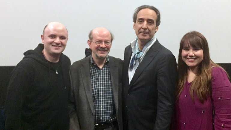 Pictured (L-R) at the screening are BMI’s Philip Shrut, film/TV music historian and journalist Jon Burlingame, BMI composer Alexandre Desplat and BMI’s Evelyn Rascon.