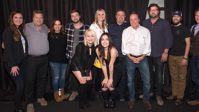 Pictured: (L-R Back row): BMI songwriter Claire Douglas, BMI’s Bradley Collins, BMI songwriter Lori McKenna, songwriter Jimmy Robbins, BMI songwriters Nicolle Galyon and Rodney Clawson, BMI’s Jody Williams, BMI songwriters Dallas Davidson, Brad Clawson and Tom Douglas. (Front row): Songwriters RaeLynn and Emily Weisband.